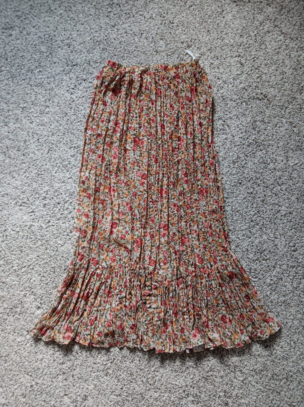 VTG Yes Floral Maxi Accordion Skirt Medium Cottagecore Feminine Fairycore 90s